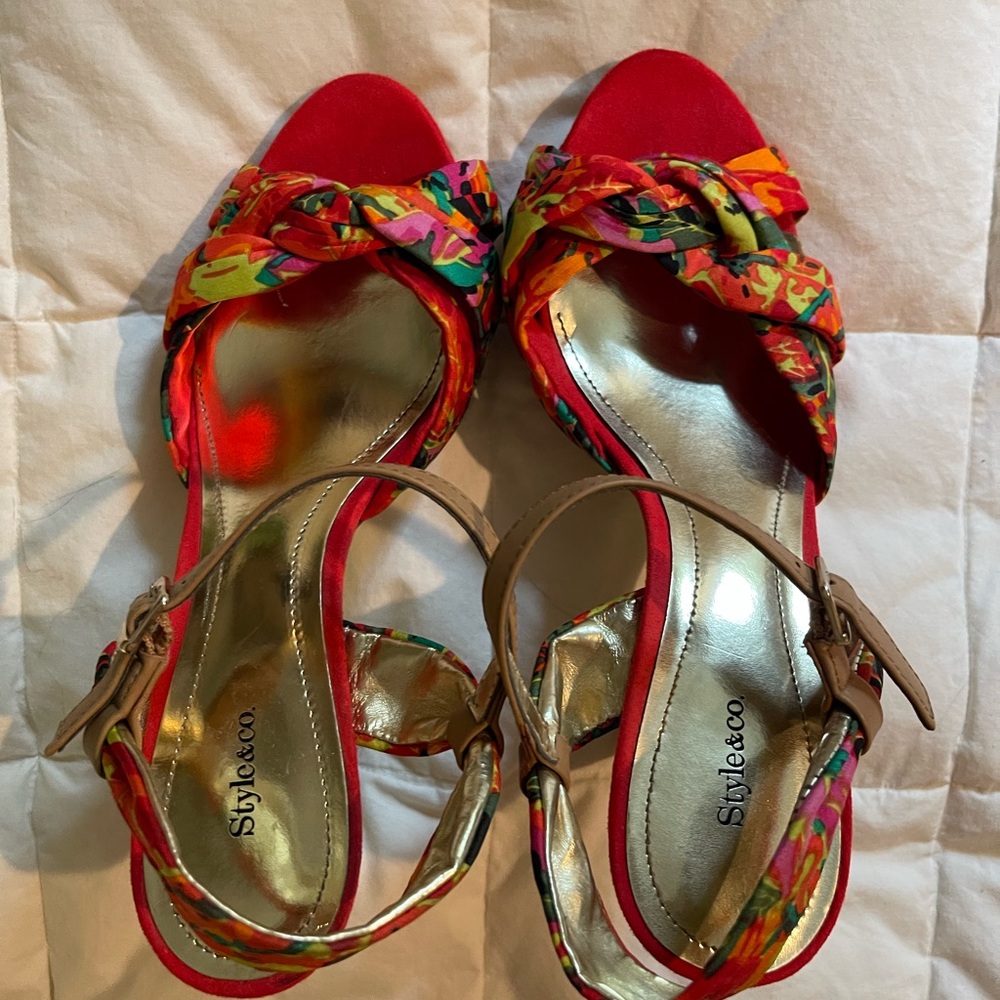 Style & Co. Red and Gold Heeled Sandals - Picture 3 of 7